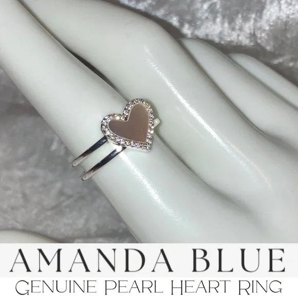 Amanda Blu Genuine Mother Of Pearl Heart Ring - Picture 2 of 5